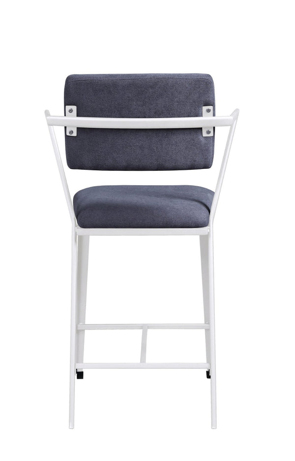 English Elm Cargo Gray Upholstered Counter Stools with White Iron Frames for Kitchen Islands B2726P457617
