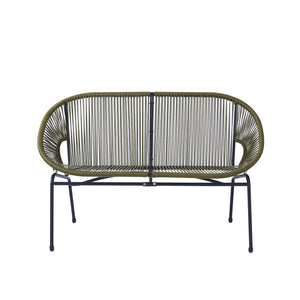 English Elm Christopher Knight Home® - CONDESSA Modern Outdoor Wicker Loveseat with Hammock Weave, Durable PE Rattan & Powder Coat Iron Frame Green N775P241727G