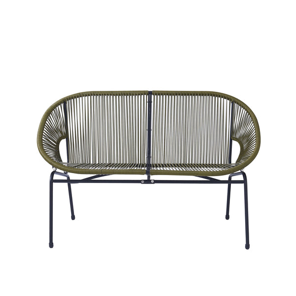 English Elm Christopher Knight Home® - CONDESSA Modern Outdoor Wicker Loveseat with Hammock Weave, Durable PE Rattan & Powder Coat Iron Frame Green N775P241727G