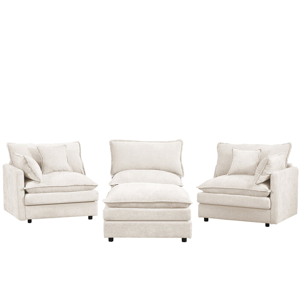 English Elm Modular Sectional Sofa - 102" L-Shaped Couch For Living Rooms, Comfy Chenille 3-Seater With Ottoman W1359S00007