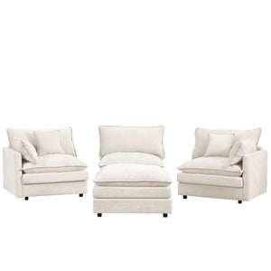 English Elm Modular Sectional Sofa - 102" L-Shaped Couch For Living Rooms, Comfy Chenille 3-Seater With Ottoman W1359S00007