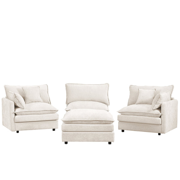 English Elm Modular Sectional Sofa - 102" L-Shaped Couch For Living Rooms, Comfy Chenille 3-Seater With Ottoman W1359S00007