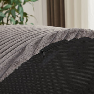 English Elm 50"l Corduroy Oversized Sleeper Chair with Neck Pillow Support for Lounge or Bedroom Grey W834P405864