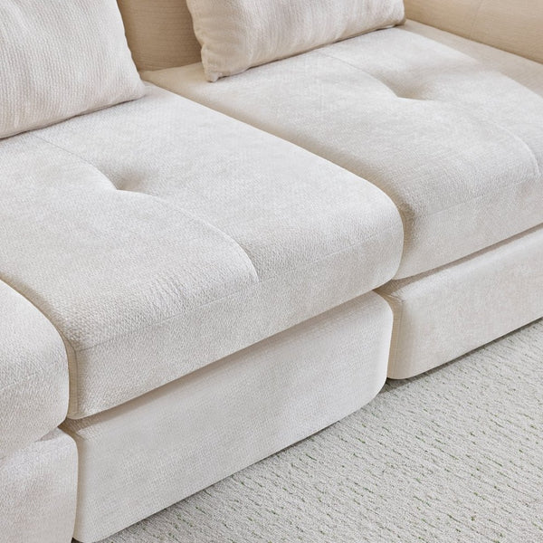 English Elm Modular Cloud Sectional Sofa Bed with Flannelette Upholstery for Flexible Living White W1829S00073