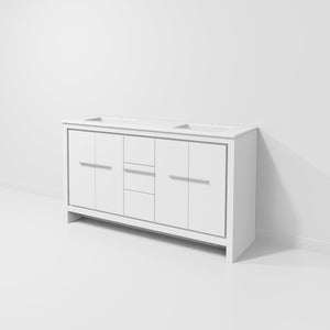 English Elm White Double Bath Vanity With White Quartz Top, 60" W For Elegant Storage & Modern Style Upgrade B2731P259468-GIGA