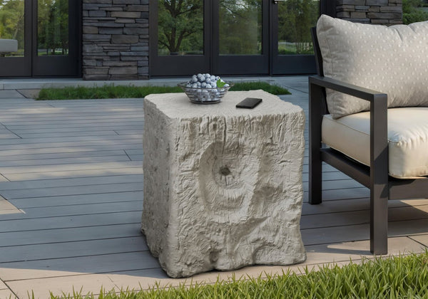 English Elm Accent Table Square Magnesium Oxide Wood-look Finish for Indoor Outdoor Modern Spaces B2710P461671