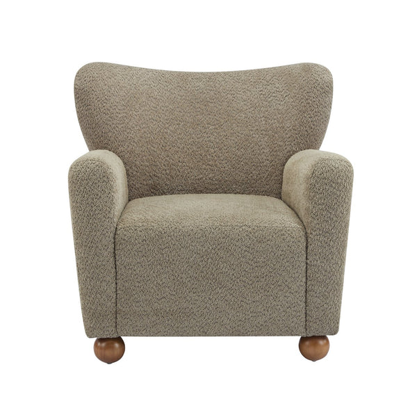 English Elm Christopher Knight Home® - Cozy Wingback Armchair with Plush Bouclé Upholstery, Solid Wood Legs, Timeless Elegant Comfort Light Brown,Teak 32 L x 29.5 W x 26.75 H N776P293322M