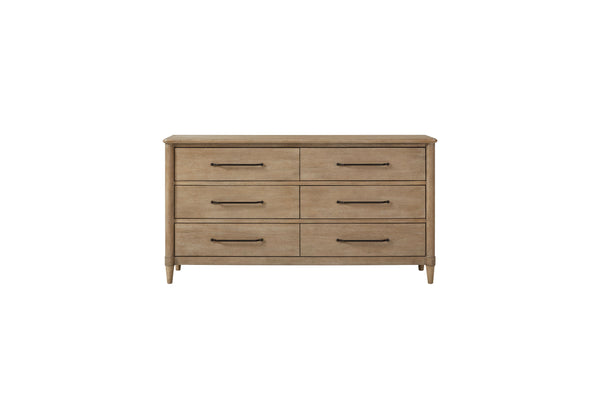 English Elm Queen Sand 338-105 Panel Bedroom Set with USB Nightstand, Cedar/Felt Drawers, Cane Accents, Bench B2699S00057