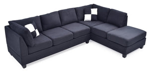 English Elm G635B-SC Black Microfiber Sectional Sofa Without Ottoman – Pocketed Coil & Foam Seating, Removable Backs for Easy Delivery and Reversible Chaise Configurations B078S00061