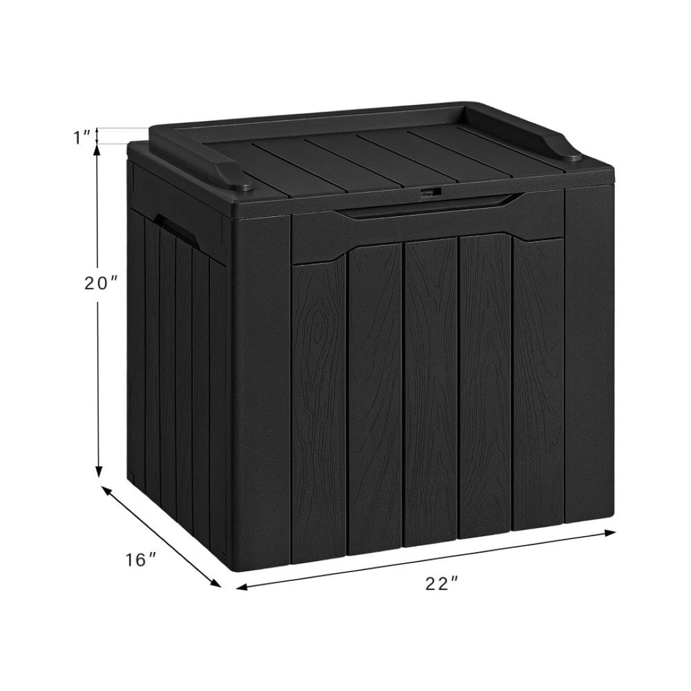 English Elm 30 Gallon Resin Outdoor Storage Deck Box with Lockable Lid and Seating for Patio Black W2181P484989