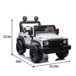 English Elm Licensed Land Rover Defender Ride on Car 24v Dual Motor with Parental Remote White W1578P339064
