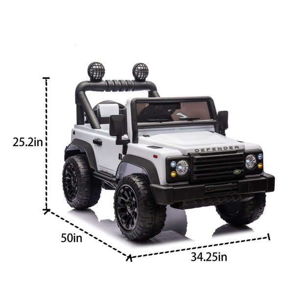 English Elm Licensed Land Rover Defender Ride on Car 24v Dual Motor with Parental Remote White W1578P339064