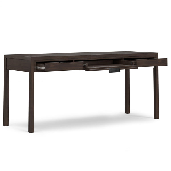English Elm Hollander Wide Desk in Walnut Brown — Handcrafted Solid Wood, Spacious Surface, 3 Drawers & Keyboard Tray B136P283765