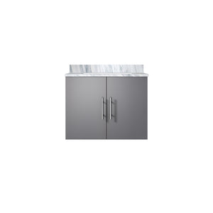 English Elm Dark Grey Bath Vanity With Carrara Marble Top, Soft-Close Doors & Stylish Storage For Modern Bathrooms B2731P258553