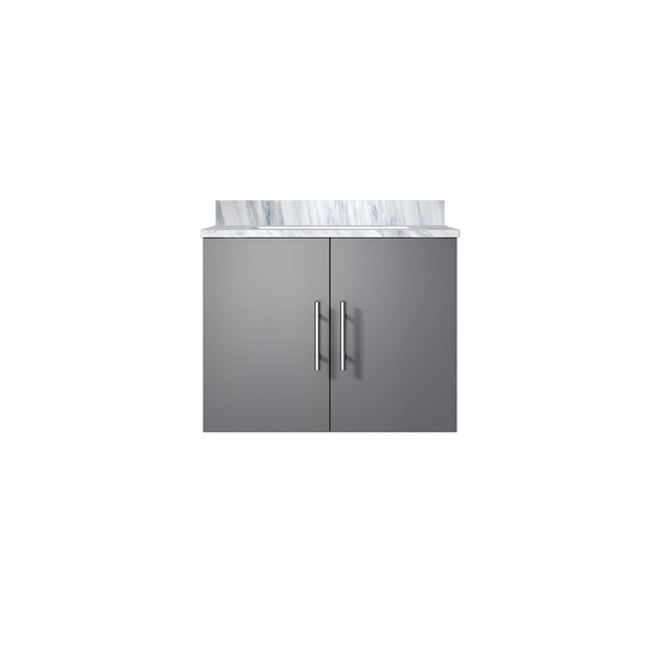 English Elm Dark Grey Bath Vanity With Carrara Marble Top, Soft-Close Doors & Stylish Storage For Modern Bathrooms B2731P258553