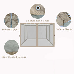 English Elm 10x10 Ft Patio Gazebo Replacement Mesh Enclosure Four Zippered Panels Insect Protection W41968236