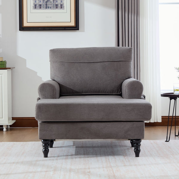 English Elm Modern Chenille Recliner Chaise Lounge Sofa Chair with High-Resilience Foam, Wide Seat, 550lb Capacity Dark Gray W395P371335