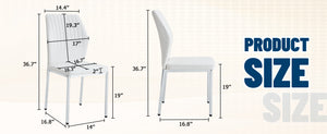 English Elm Luxury White Pu Dining Chair Set Of 6 - Modern Comfort With High Resilience Foam & Silver Legs W1151P282701