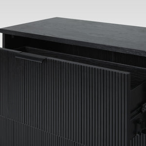 3 Drawer Chest with Reeded Drawer Fronts Black PRSB3BBL2 Walker Edison