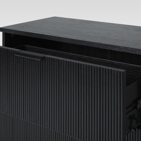 3 Drawer Chest with Reeded Drawer Fronts Black PRSB3BBL2 Walker Edison