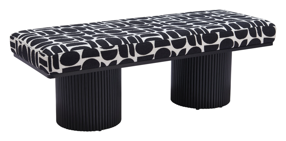 Botoia Bench Black & White 110183 Zuo Modern