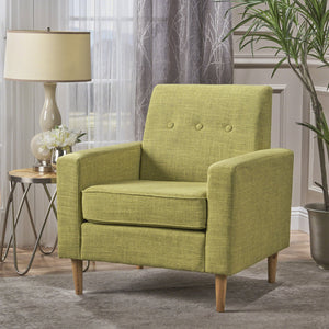 English Elm Christopher Knight Home® - CLUB Modern Fabric Club Chair with Plush Polyester Upholstery and Rubber Wood Legs for Living Room Comfort Green 31.5 L x 28.5 W x 18.75 H 61237.00MGRN