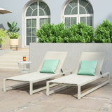 Christopher Knight Home® - Noble House - Modesta Outdoor Aluminum Chaise Lounge With Mesh Seating (Set Of 2)