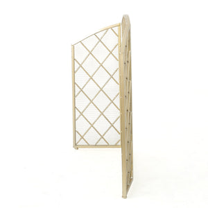 English Elm Christopher Knight Home® - FIRE Amiyah 3-Panel Iron Fireplace Screen - Decorative Protective Mesh Shield for Hearth Safety and Style Gold 61127.00GLD