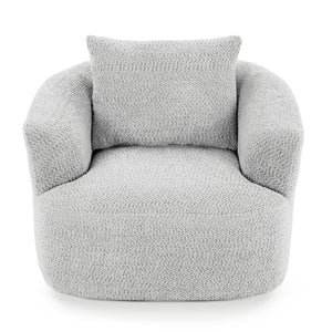 English Elm 360° Swivel Boucle Barrel Chair with Pocket Springs for Modern Living Rooms N719P288552R