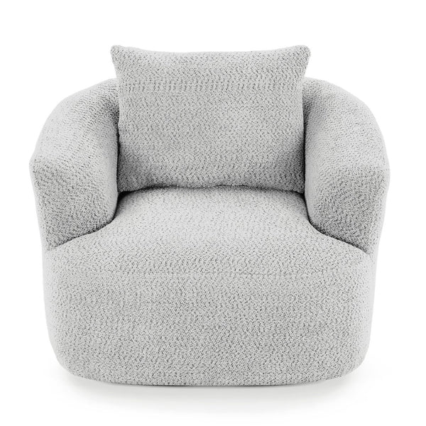 English Elm 360° Swivel Boucle Barrel Chair with Pocket Springs for Modern Living Rooms N719P288552R