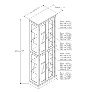 English Elm Curio Display Cabinet with Internal Lighting, Mirrored Back, 6 Adjustable Shelves, Glass Doors Oak W1693P154580