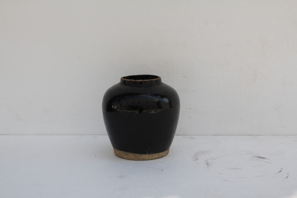 Lilys Glazed Obsidian Small Vase With Unfinished Base Vintage 0