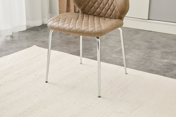 English Elm Dark Oil Waxed Faux Leather Dining Chair Set with Diamond Tufted High Back Metal Legs W3493P444869