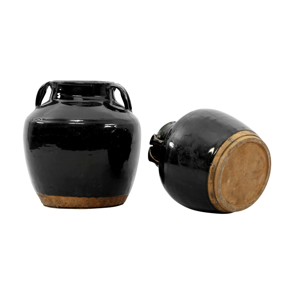 Lilys Vintage Black Jar With Handles Large Size Vary 8401-L