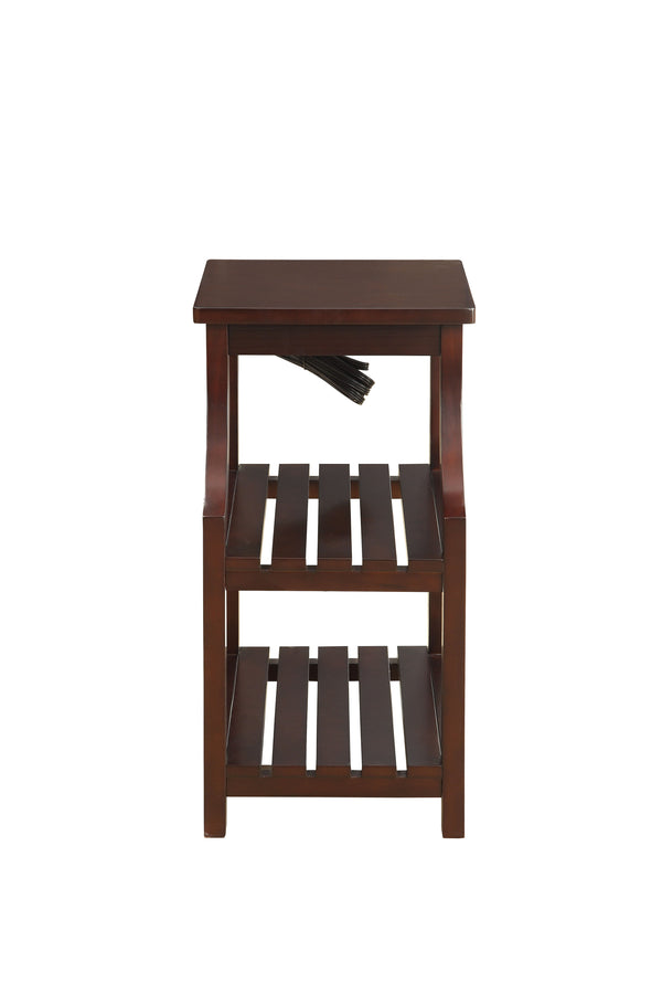 English Elm Wasaki Espresso Finish Accent Table with USB Charging Dock, 2-Shelf Open Storage, Solid Wood Legs B2726P277912