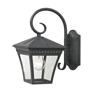 Thomas Lighting Ridgewood Outdoor Wall Sconce with Clear Glass Panels and Forged Metal Lantern Design 12 inches Black 8401EW/65