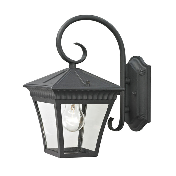 Thomas Lighting Ridgewood Outdoor Wall Sconce with Clear Glass Panels and Forged Metal Lantern Design 12 inches Black 8401EW/65