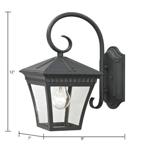 Thomas Lighting Ridgewood Outdoor Wall Sconce with Clear Glass Panels and Forged Metal Lantern Design 12 inches Black 8401EW/65