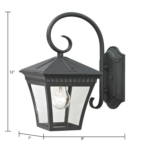 Thomas Lighting Ridgewood Outdoor Wall Sconce with Clear Glass Panels and Forged Metal Lantern Design 12 inches Black 8401EW/65