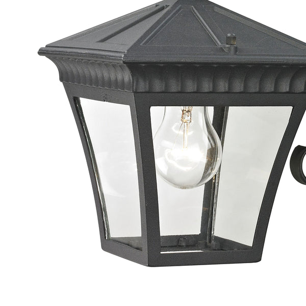 Thomas Lighting Ridgewood Outdoor Wall Sconce with Clear Glass Panels and Forged Metal Lantern Design 12 inches Black 8401EW/65