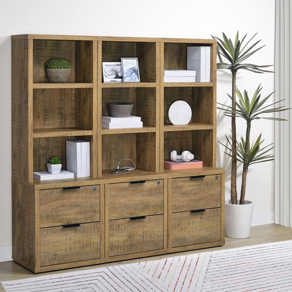 English Elm Geary Mango 3-Shelf Bookcase with Lockable Top Drawer, USB Port, Engineered Wood, Display & Secure Storage B062P375563