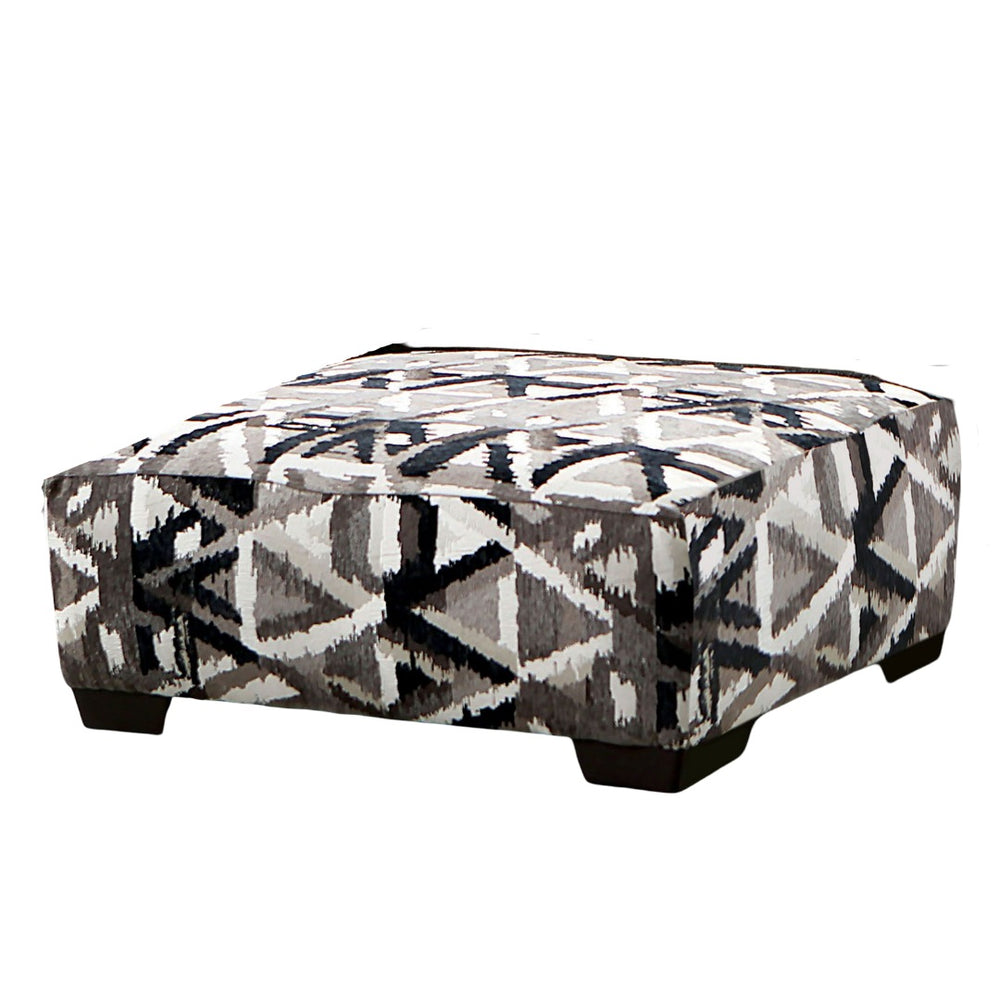 English Elm Contemporary Square Ottoman With Multi-Color Pattern, Pocket Coil Comfort, Stylish Plastic Legs B2741P355280