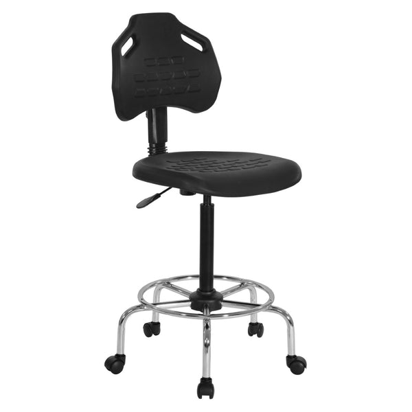 OSP Home Furnishings Drafting Chair with Urethane Seat Pneumatic Height Adjustment for Labs and Workspaces KH81313CX