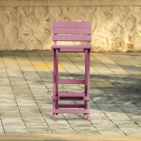 English Elm Harbor Point Recycled Hdpe Outdoor Folding Bar Stool Patio Deck All Season Seating Burgundy B2745P409650