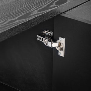 English Elm Trexm Ash Veneer Buffet with Gold Handles and Adjustable Shelves for Dining Spaces Black N715P392244B