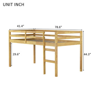 English Elm Solid Twin Loft Bed with Ladder and Reinforced Slats for Storage-Friendly, Space-Saving Bedrooms Natural W504P190954
