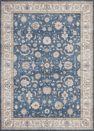 English Elm Premier Traditional Medallion Navy Low Pile Area Rug for Living and Dining Rooms B186P479401