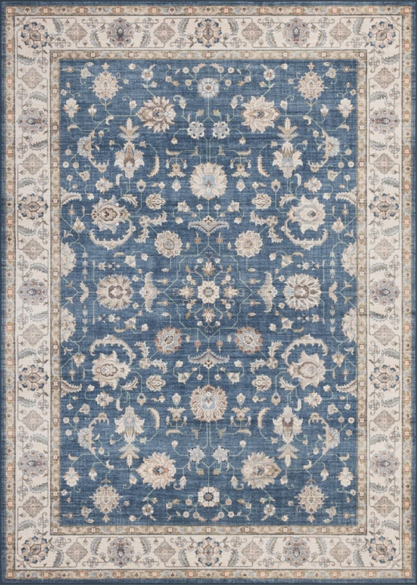 English Elm Premier Traditional Medallion Navy Low Pile Area Rug for Living and Dining Rooms B186P479401