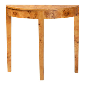 English Elm Modern Mappa Burl Wood Half Moon Console Table for Entryway Hallway Decor B2750P467813