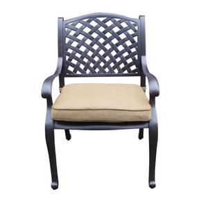 English Elm Cast Aluminum Arm Chair With Weather-Resistant Cushion For Elegant Indoor/Outdoor Dining Comfort B010P278351